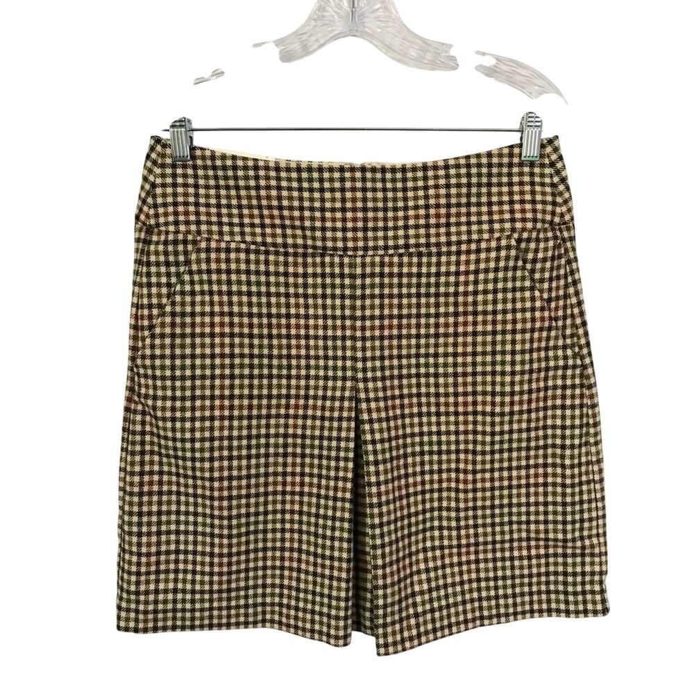 Banana Republic Skirt Size 6 Womens Wool Hounds Tooth Brown Blend Tailored NWT